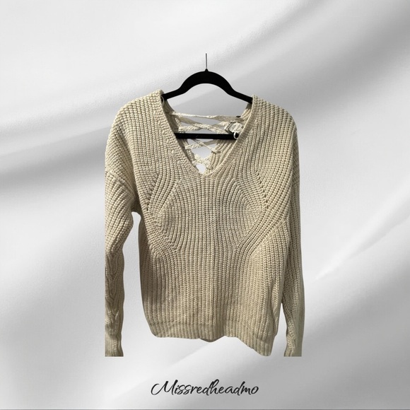 American Rag Cream V-Neck Cable-Knit Sweater - Picture 2 of 4